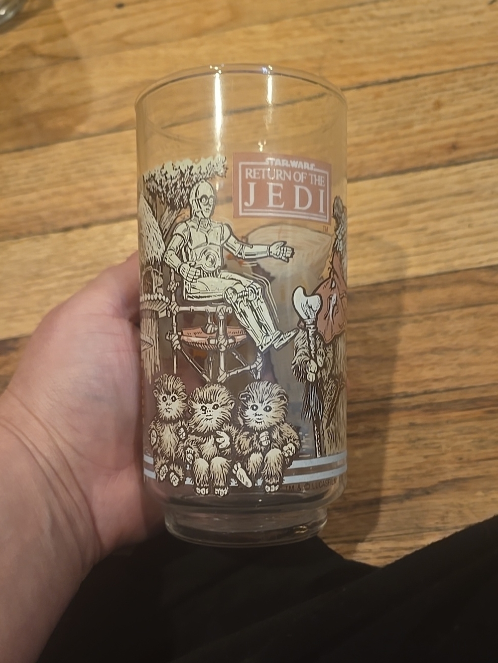 Vintage 1983 Star Wars Return of the Jedi Burger King Glass Ewok & C-3PO